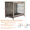 Dog Crate Furniture , 38'' Heavy Duty Wooden Dog Kennel with Double Doors & Flip-Top for Large Dogs, Furniture Style Dog Crate End Table with Wheels