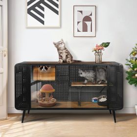 55.12 "Spacious Cat House with Tempered Glass, for Living Room, Hallway, Study and Other Spaces