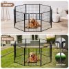 Dog Playpen Indoor Outdoor, 24" Height 8 Panels Fence with Anti-Rust Coating, Metal Heavy Portable Foldable Dog Pen for Large